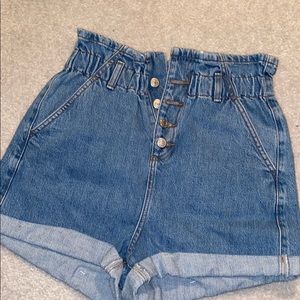Top shop paper bag jean shorts